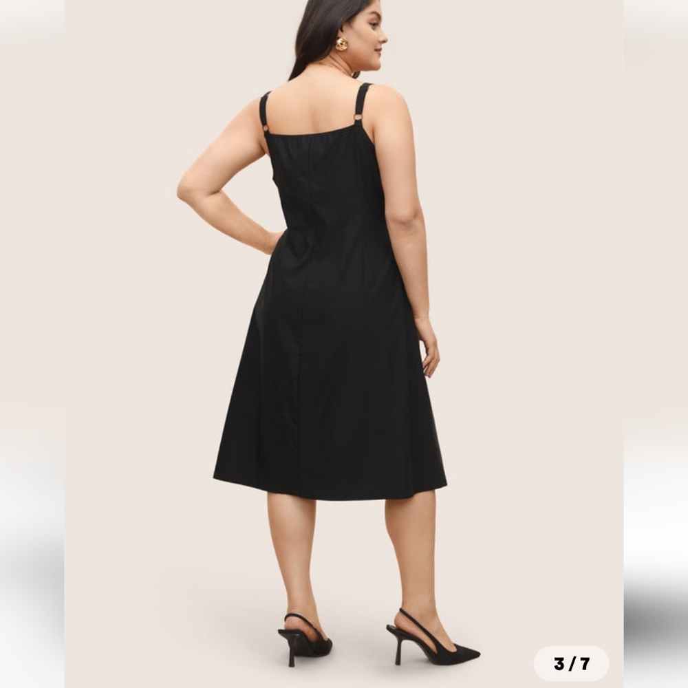 Elegant Black Button-Down Dress with pockets 14/16 - Picture 3 of 6